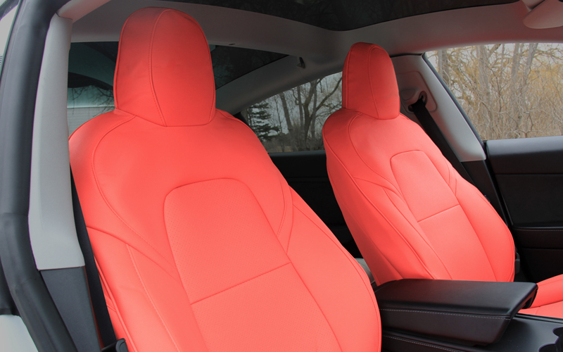 white seats Tesla interior