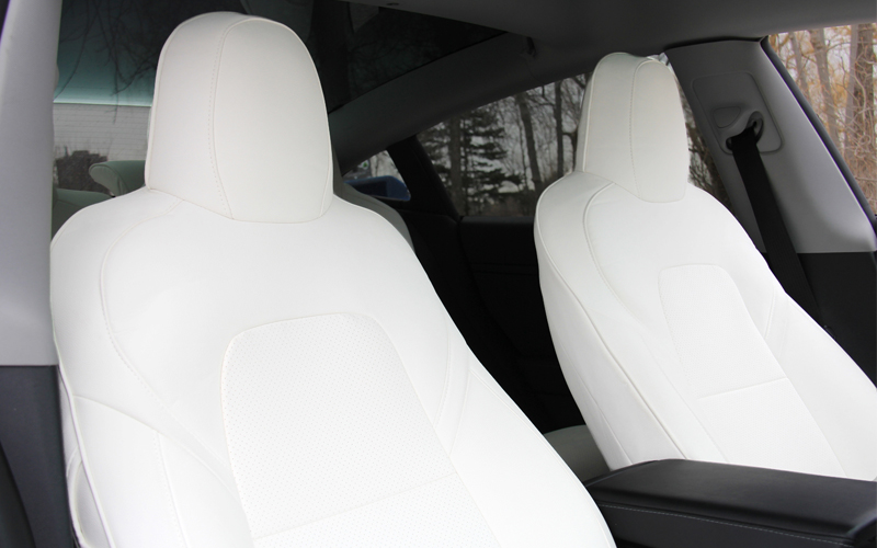 white seats Tesla interior