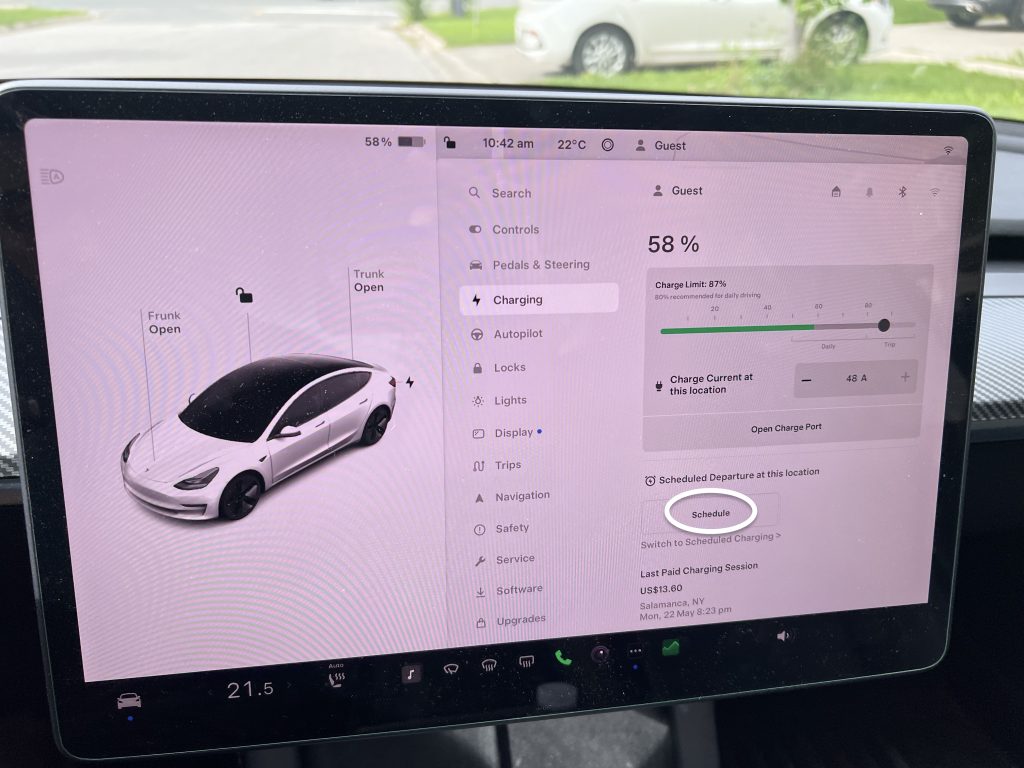 Schedule Departure from Within Your Tesla