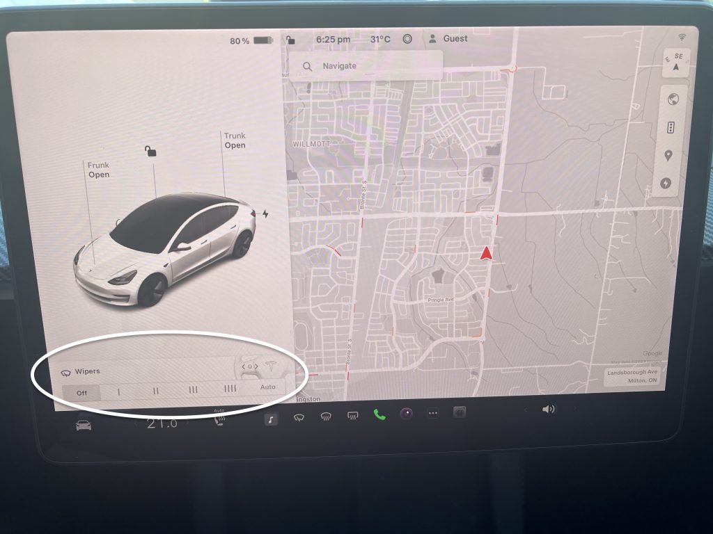 Wiper Control Settings in Your Tesla