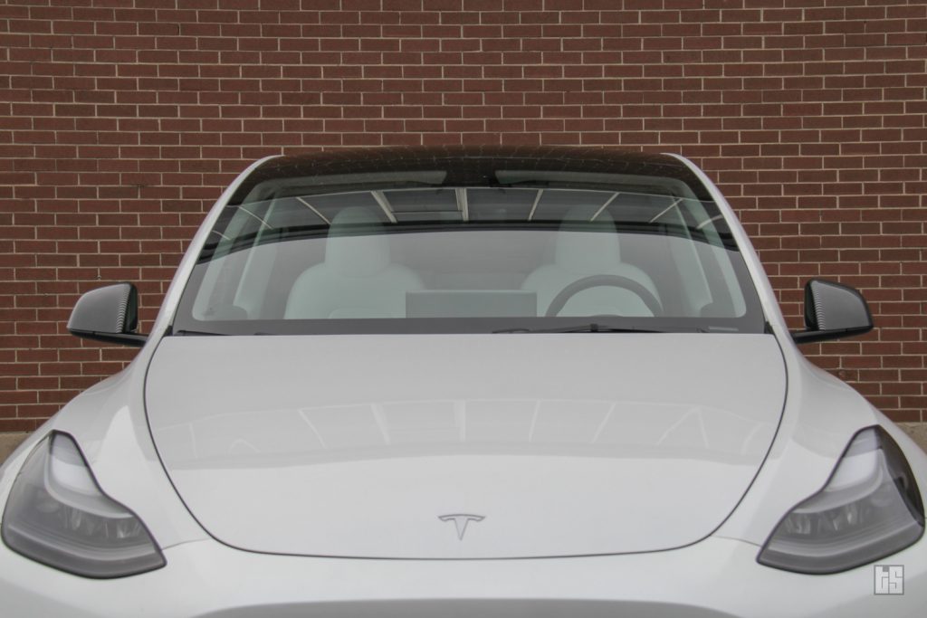 Front End and Windshield of a Tesla