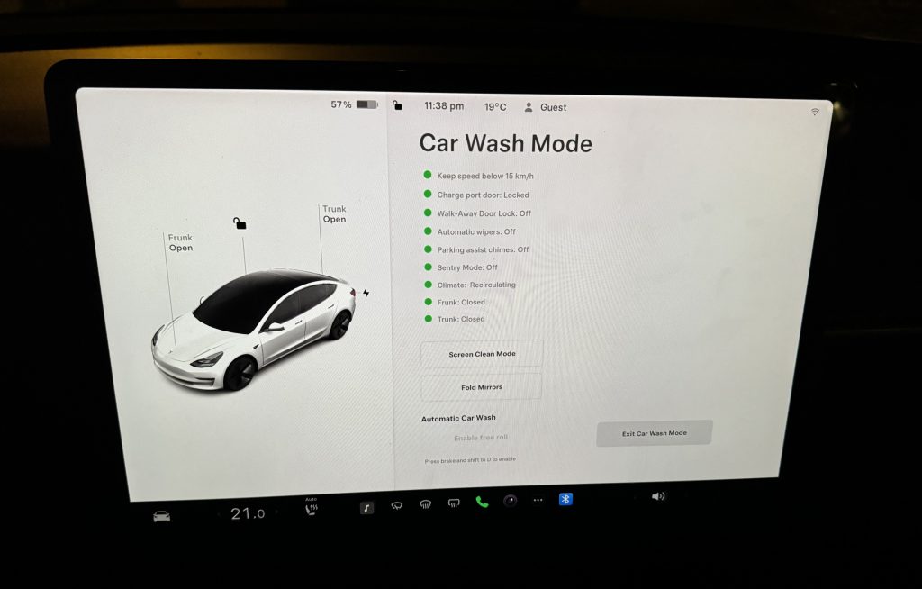 Car Wash Mode Engaged