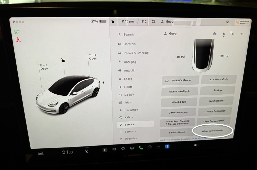 Tap "Wiper Service Mode" if Expecting Snow or Ice Build Up