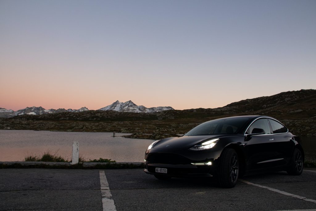 Solid Black Tesla Model 3 in a Scenic Location