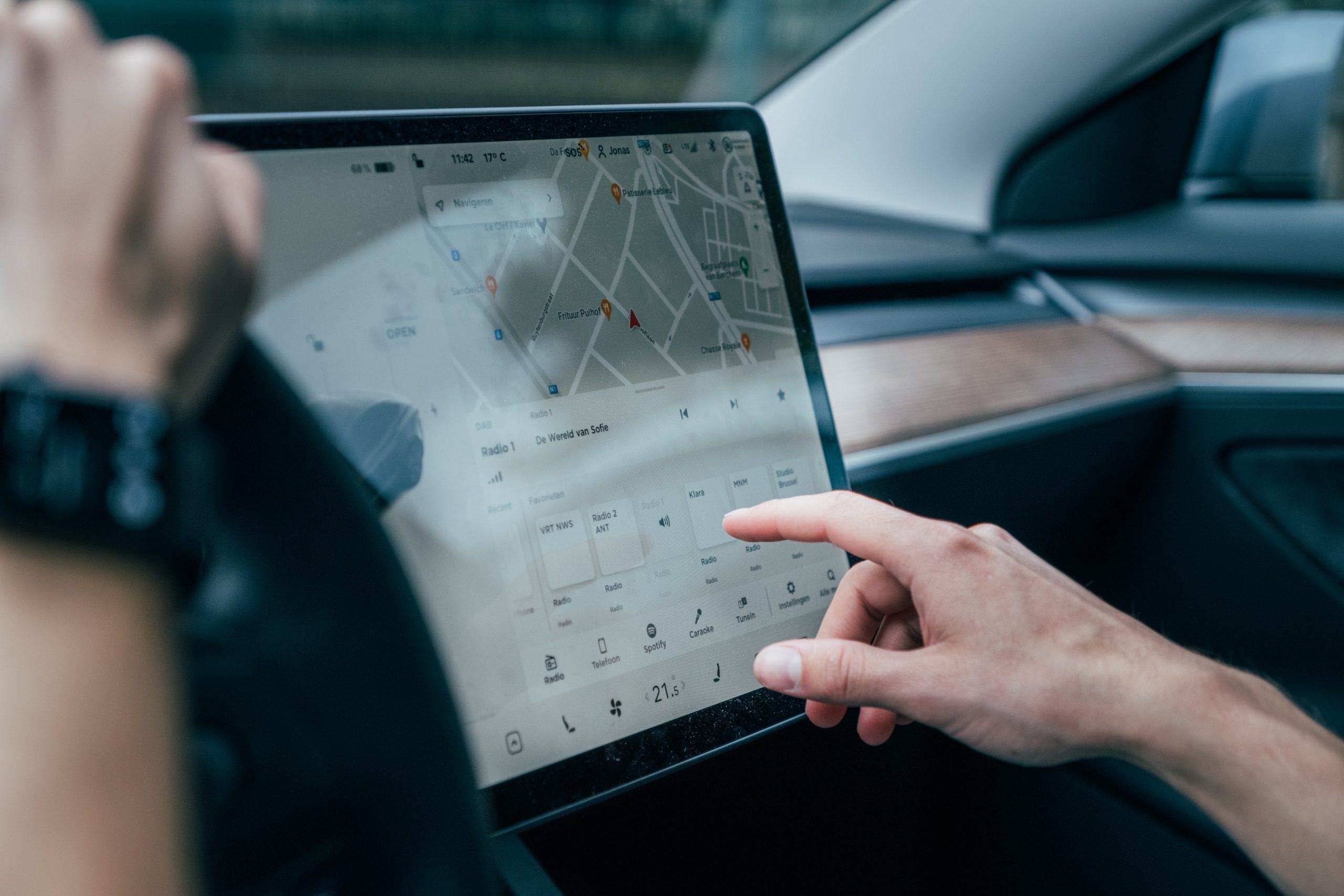 Tesla Touchscreen, Where You Can Connect to Wi-Fi