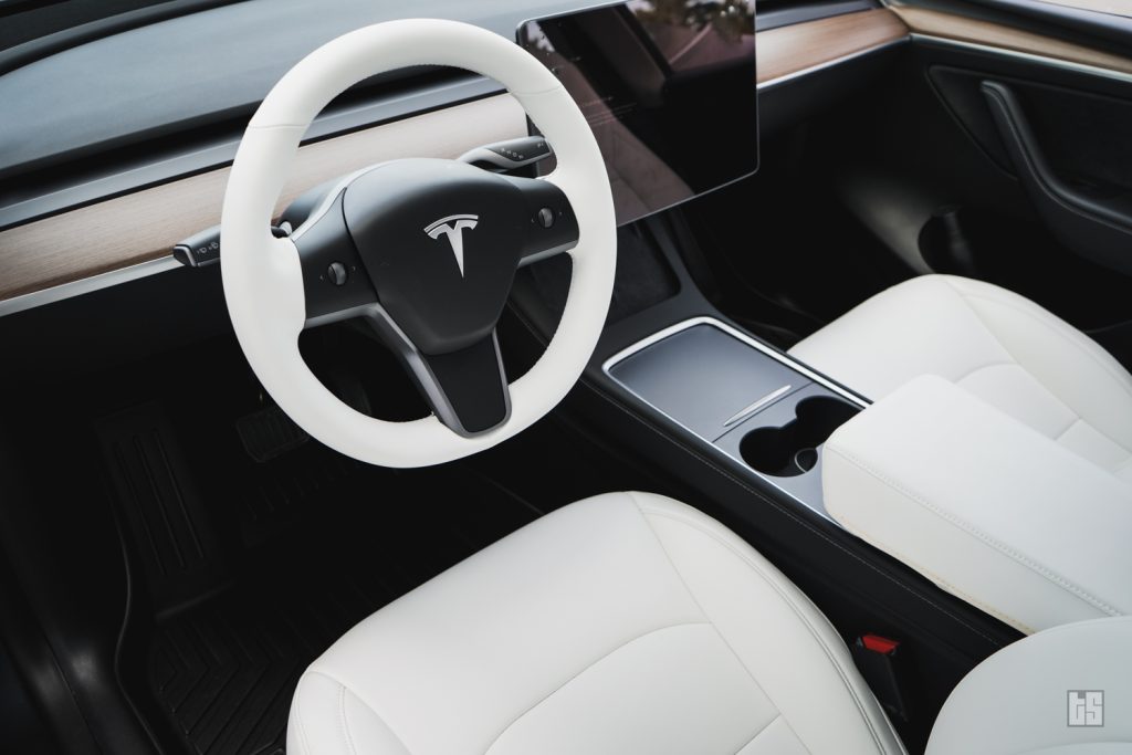 Tesloid Nappa Leather Seats Covers for Model Y - Dove white