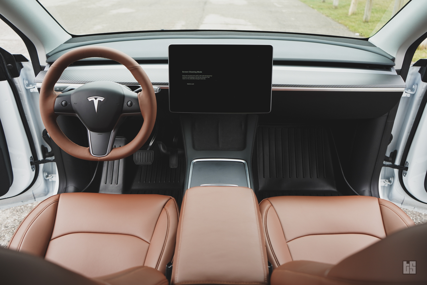 Interior of a Tesla Model Y with Tesloid Seat Covers