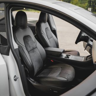 Tesloid Napa Leather Seat Covers Black Suede Onyx