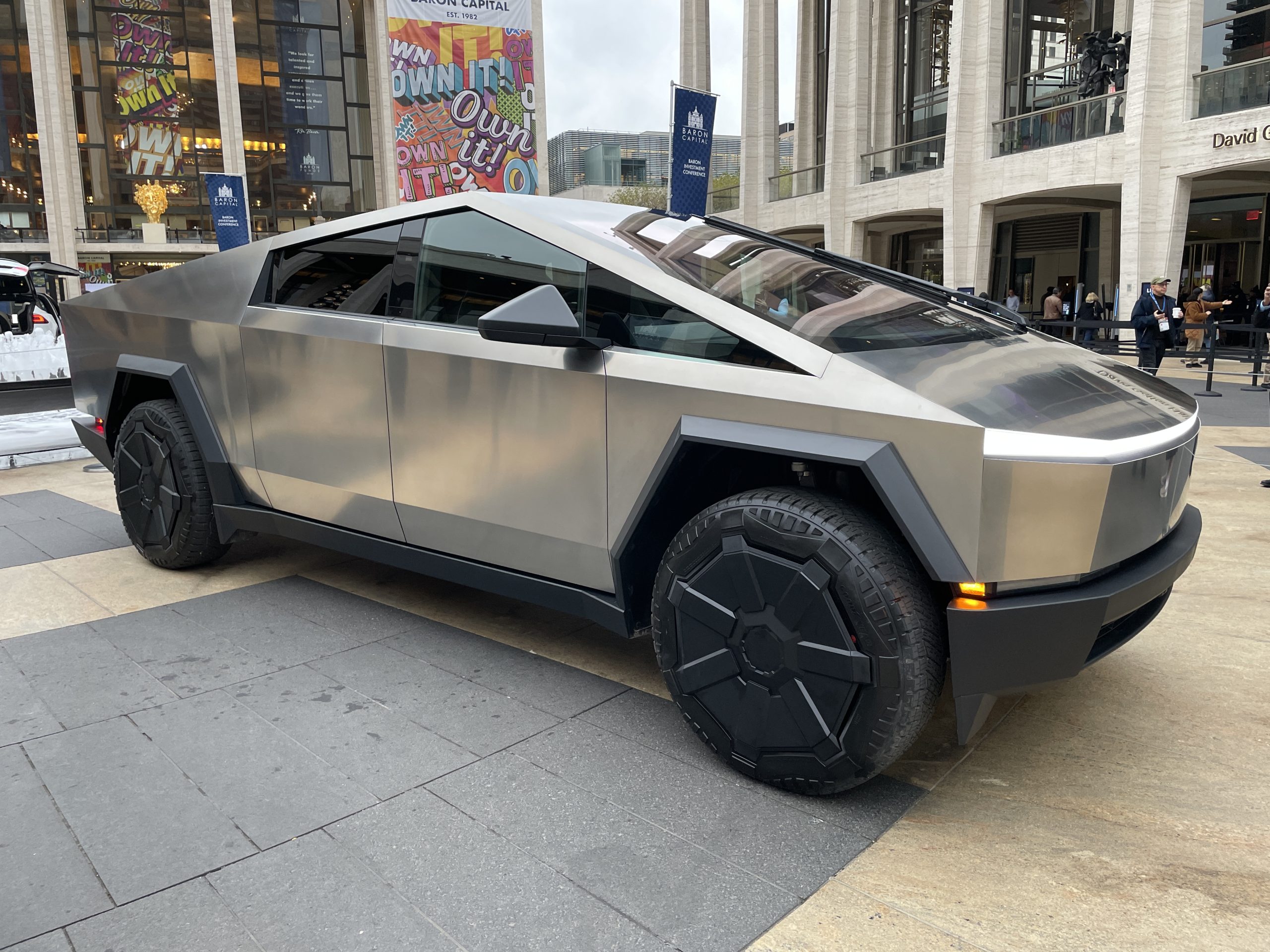 Tesla Cybertruck in a City Center.
