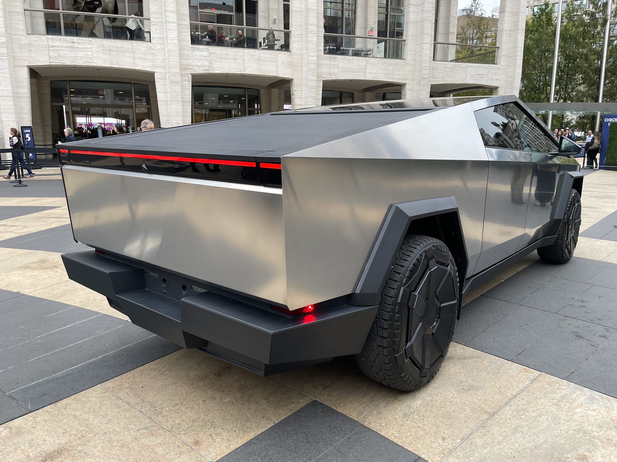 Rear view of the Tesla Cybertruck