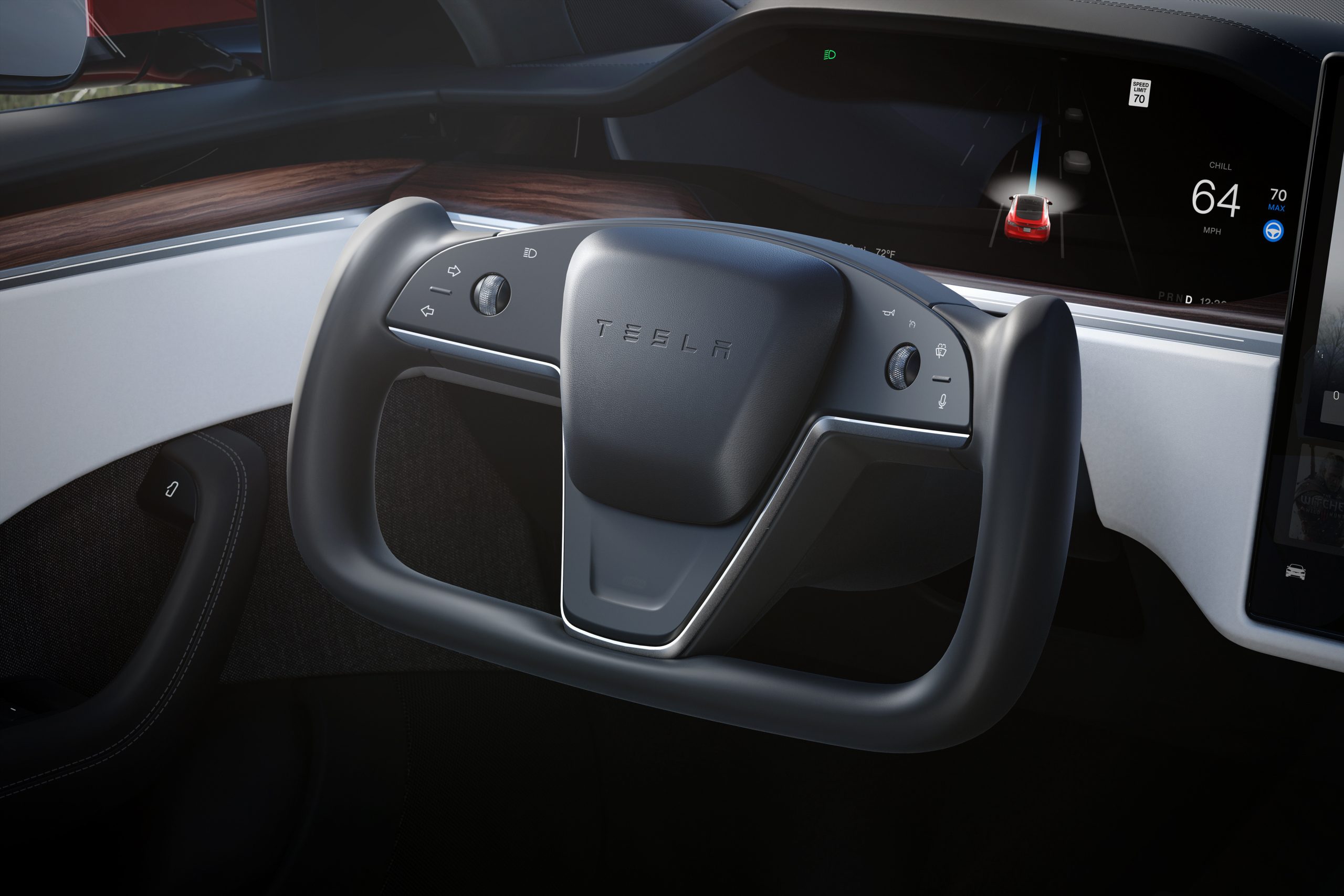 Tesla Model S with Speedometer and Odometer